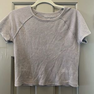 American Eagle Cropped Ribbed Gray Top size S